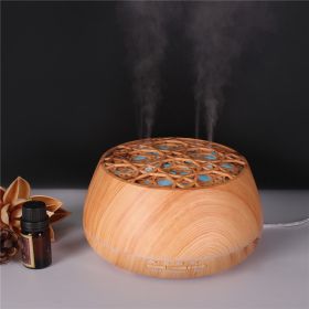 Four-Hole Misting Aroma Diffuser, Three-Dimensional Aromatherapy Humidifier (Option: Light wood-UK)