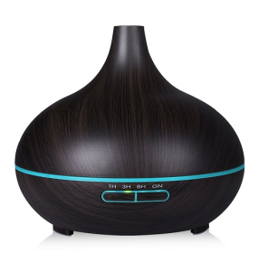 Ultrasonic Aroma Diffuser Humidifier Wood Grain (Option: Dark wood-US)