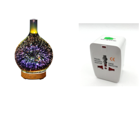 3D Glass Aroma Diffuser Colorful Lamp Humidifier Night Light (Option: UP UK)