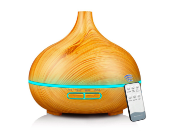 Ultrasonic Aroma Diffuser Humidifier Wood Grain (Option: Light remote control-UK)