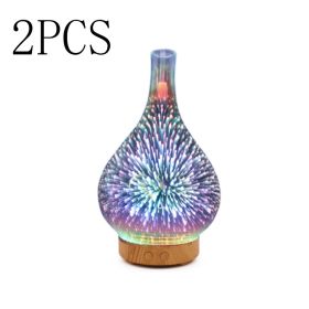 3D Glass Aroma Diffuser Colorful Lamp Humidifier Night Light (Option: A US 2pcs)