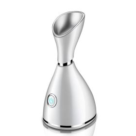 Household Steam Facial Humidification Sprayer Facial Cleanser (Option: Pearl white-EU)