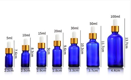 Glass Fine Oil Bottle Avoid Light Glue Head Dropper Bottle Essence Stock Bottling Cosmetics (Option: Blue-100ml)